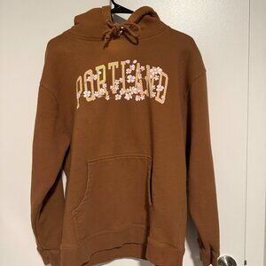 Portland Gear Cherry Blossom Hoodie – Brown Floral Edition